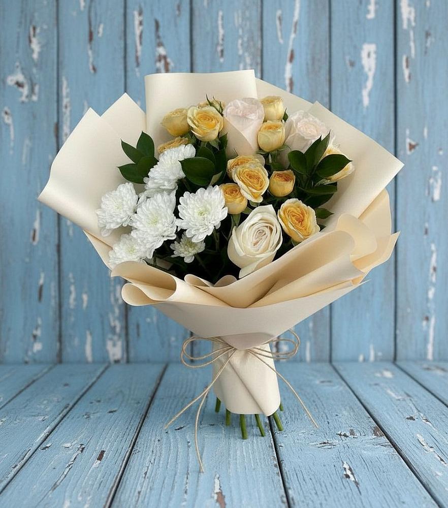 Букет цветов из: Розы и Хризантемы в Безопасном
