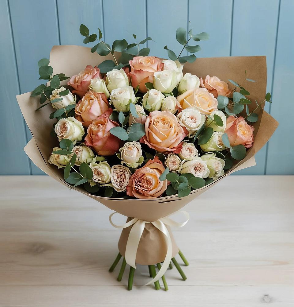 Букет цветов из: Альстромерии и Розы в Безопасном