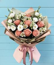 Букет цветов из:  Розы, Альстромерии и Лизиантусы в Безопасном