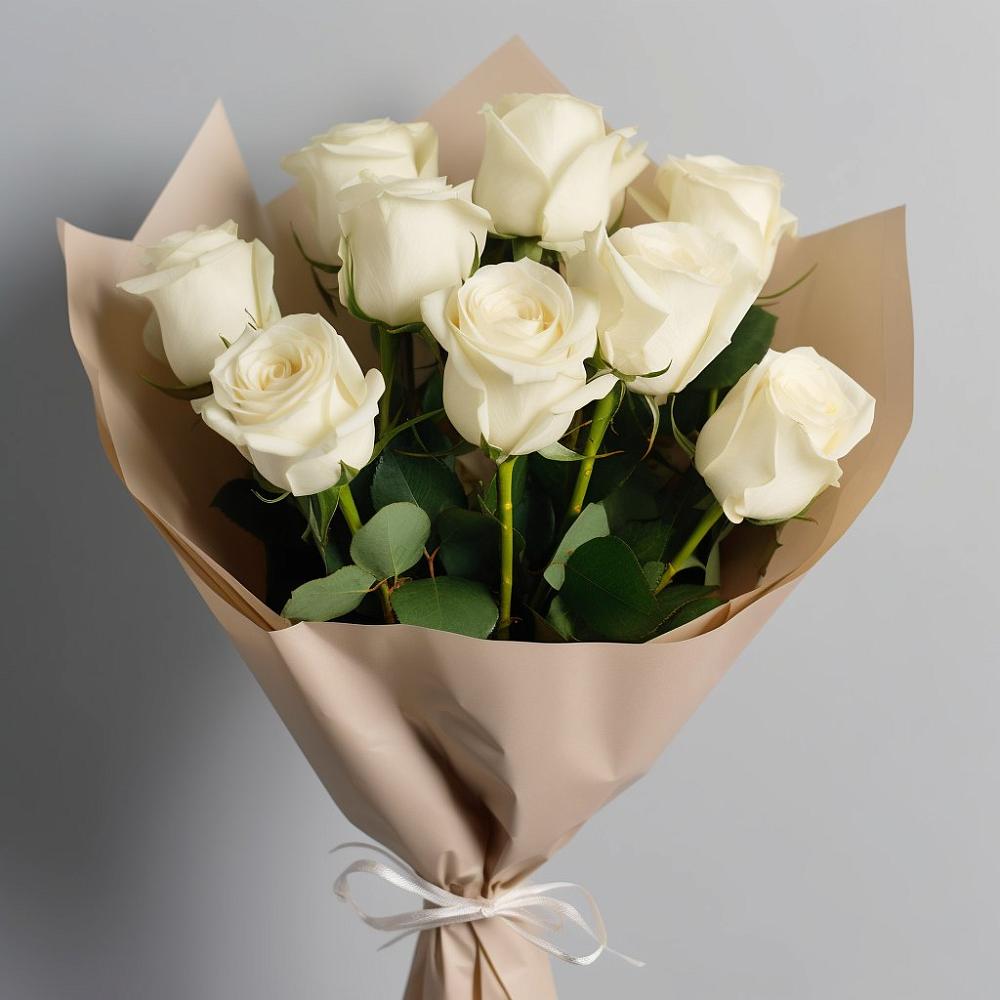 Букет 9 Белых роз Эдлесс Лав в Безопасном