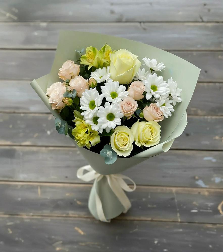 Букет цветов из: Альстромерии, Розы и Хризантемы в Безопасном