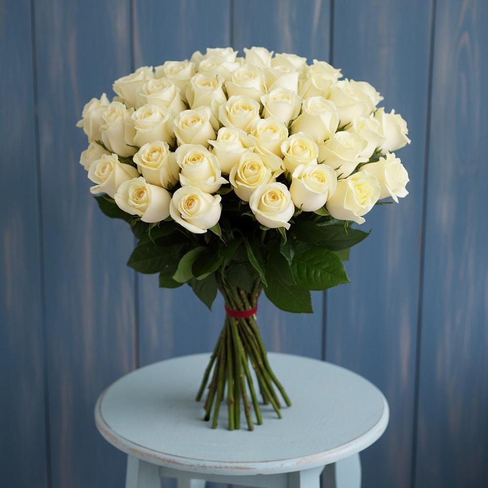 Букет 51 Белая роза Эдлесс Лав в Безопасном