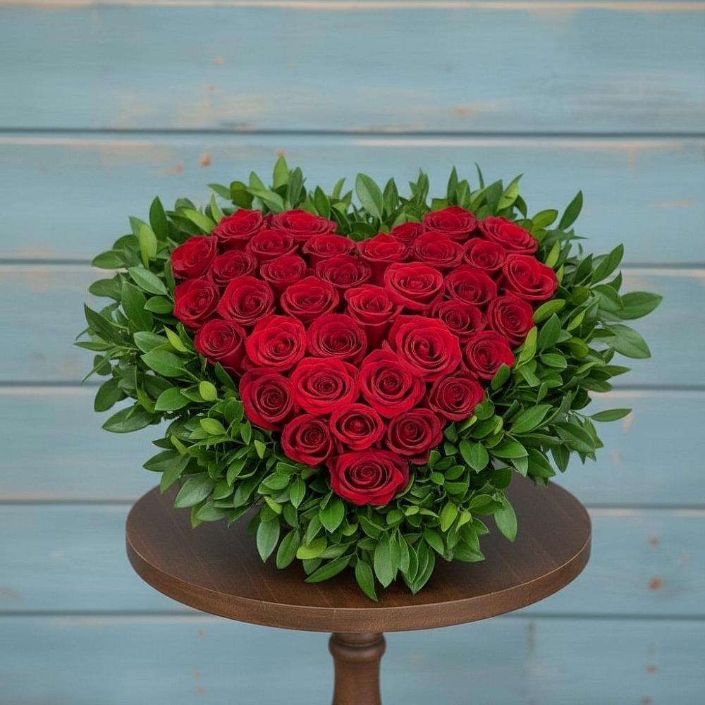 Цветочная композиция из Розы в виде сердца в Безопасном