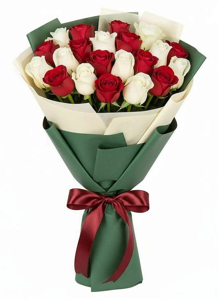 Букет Микс из красных и белых роз в Безопасном