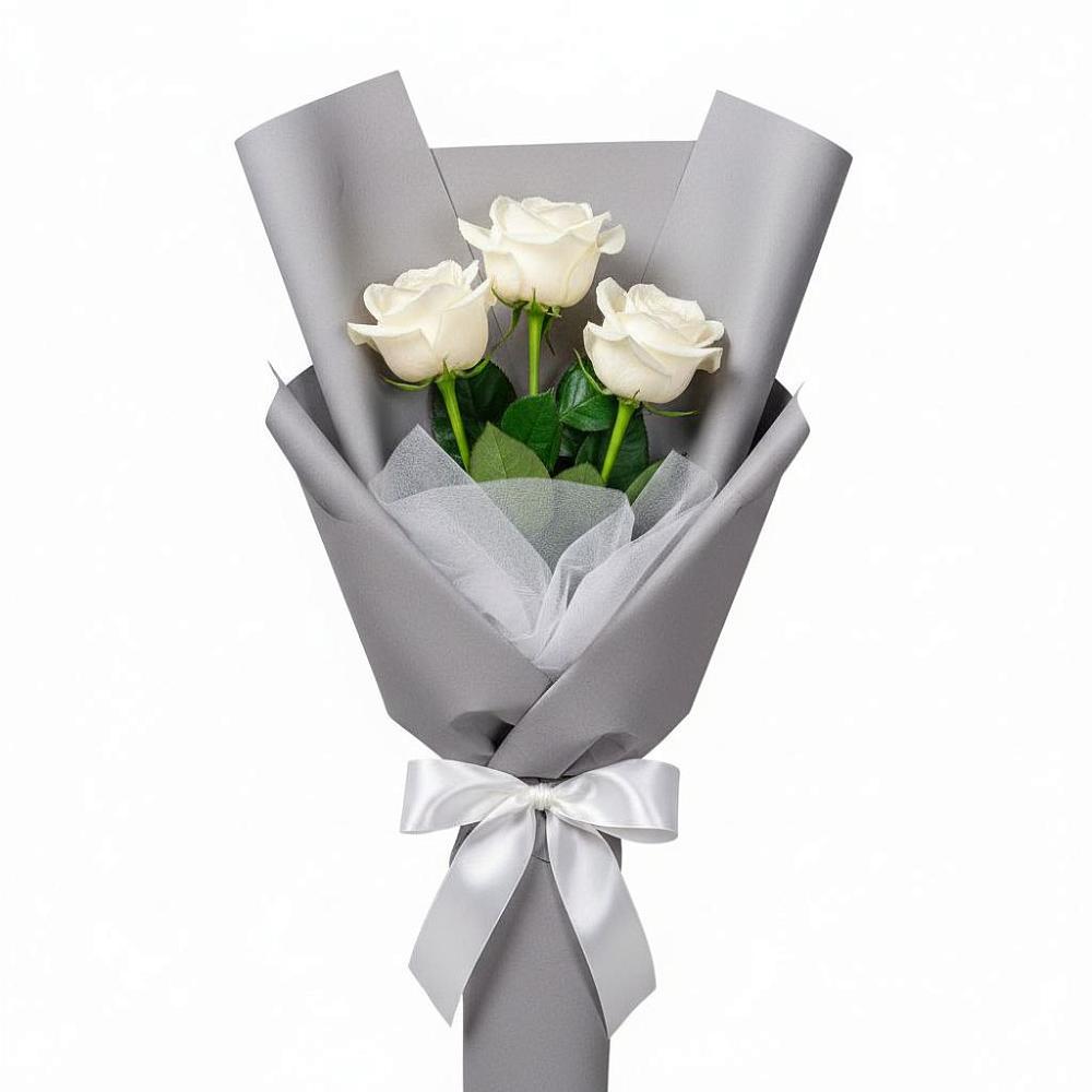 Букет 3 белые розы в Безопасном