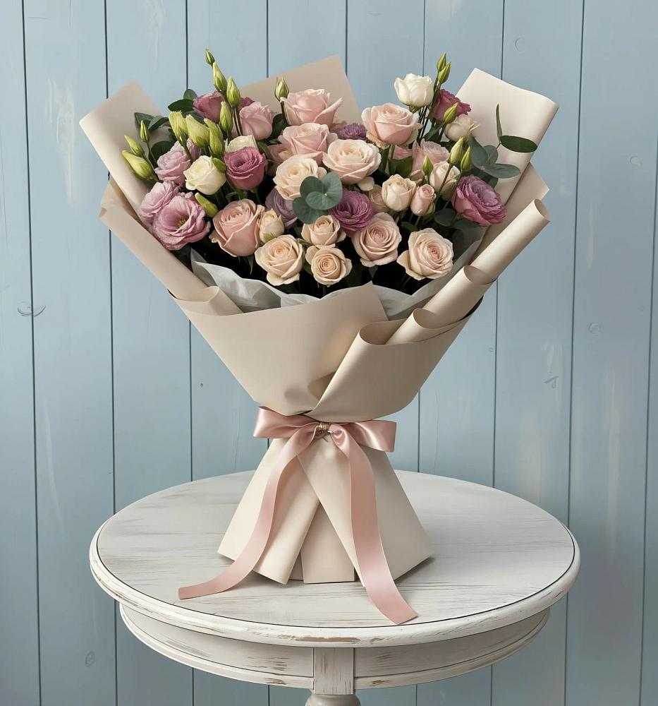 Букет цветов из: Розы и Лизиантусы в Безопасном