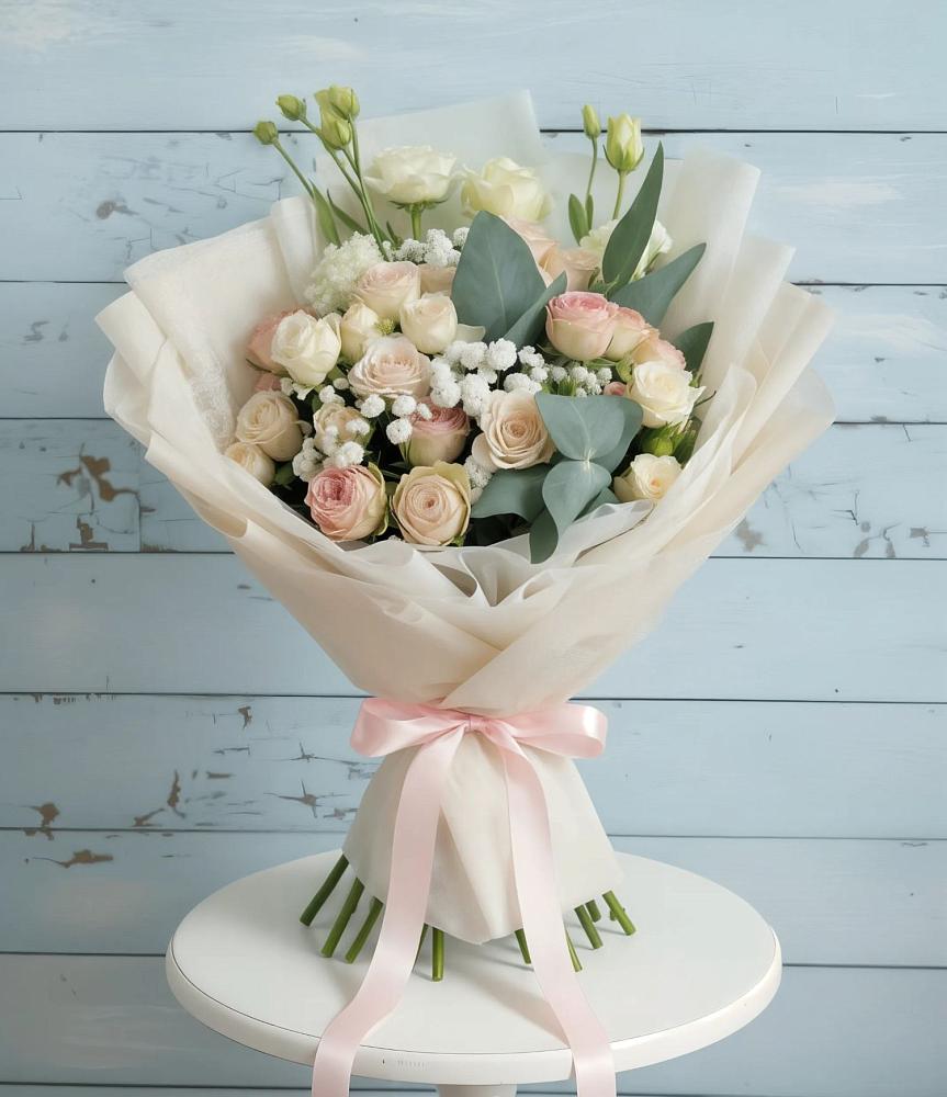 Букет цветов из: Розы и Лизиантусы в Безопасном