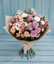 Букет цветов из:  Хризантемы, Розы и Альстромерии в Безопасном