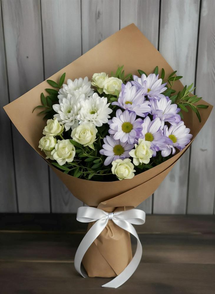 Букет цветов из: Хризантемы и Розы в Безопасном